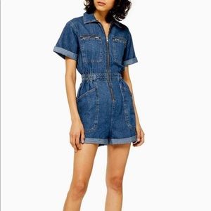 NWOT TOPSHOP Zip Denim Playsuit